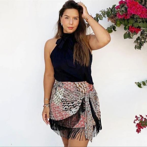 ZARA SARONG SKIRT FRINGING - Picture 7 of 7